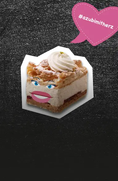Thumbnail auf dem ein Stück Kuchen mit Gesicht abgebildet ist für die Referenz Bäckerei Voosen